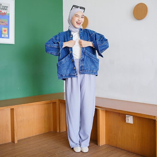 JAKET WANITA JEANS OVERSIZE  ZEE JACKET  KOREA STYLE  TRENDI VIRAL