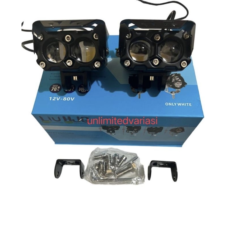 Lampu tembak sorot LED SQL 2 MATA HJG SUPERBRIGHT HI LOW 60 Watt putih kuning sepasang universal mot