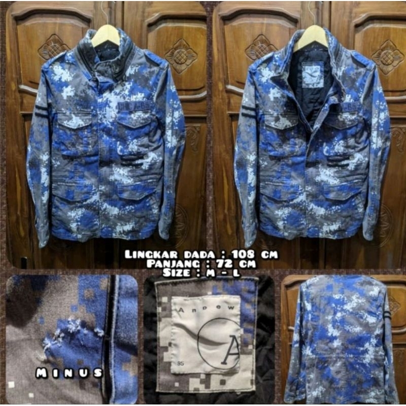 Jaket Parka M65 Warna Camo Biru.