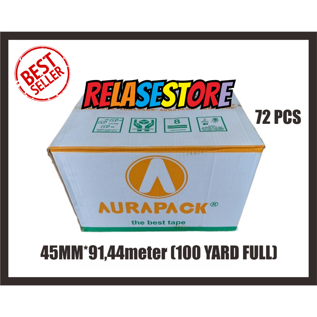 

PROMO!! Lakban AURAPACK Bening (1 DUS) 2inc 45mm*91,44meter 72 ROLL/TAPE AURAPACK 100YARD FULL