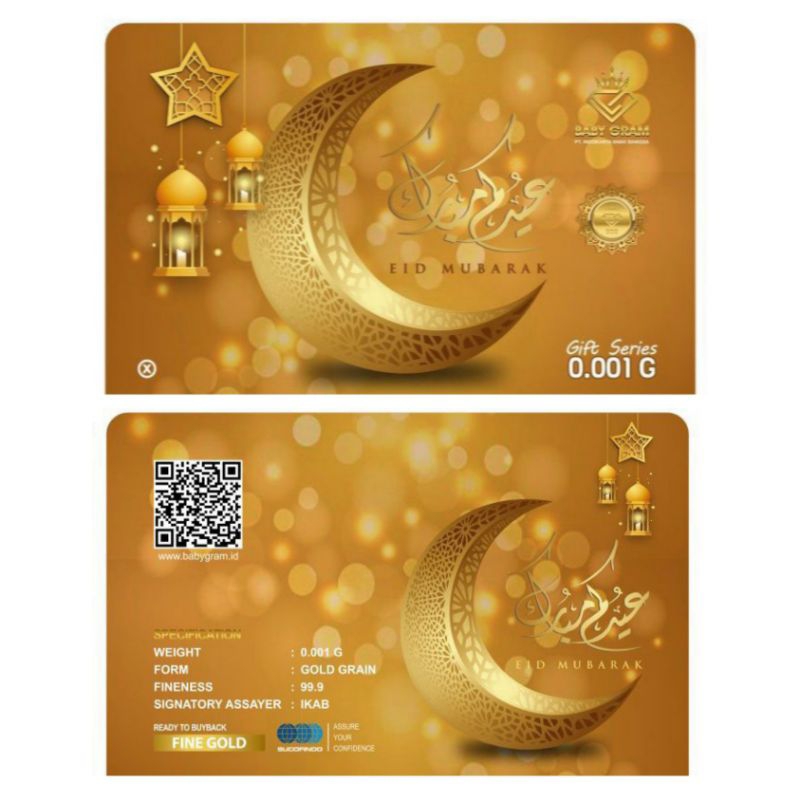 Baby Gram IDUL FITRI 0.001 0,001 Gram Emas Mini Logam Mulia 24 Karat