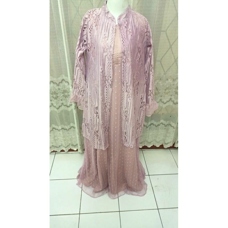 Gamis tile dot mix outer brukat