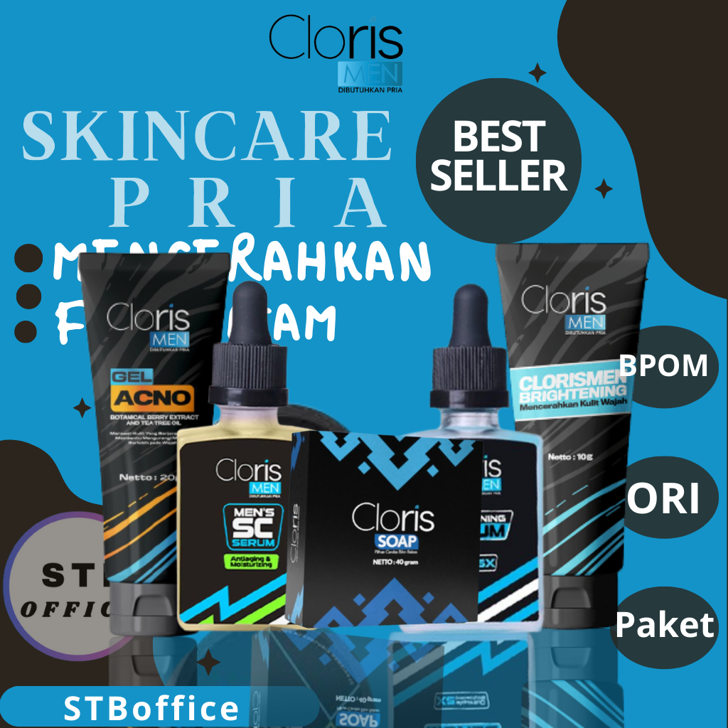Clorismen Skincare Paket Lengkap Brightening Acne Perawatan Wajah Pria Berjerawat Pembersih Wajah Berminyak Pemutih Wajah Kusam Pelembab Muka Cowok