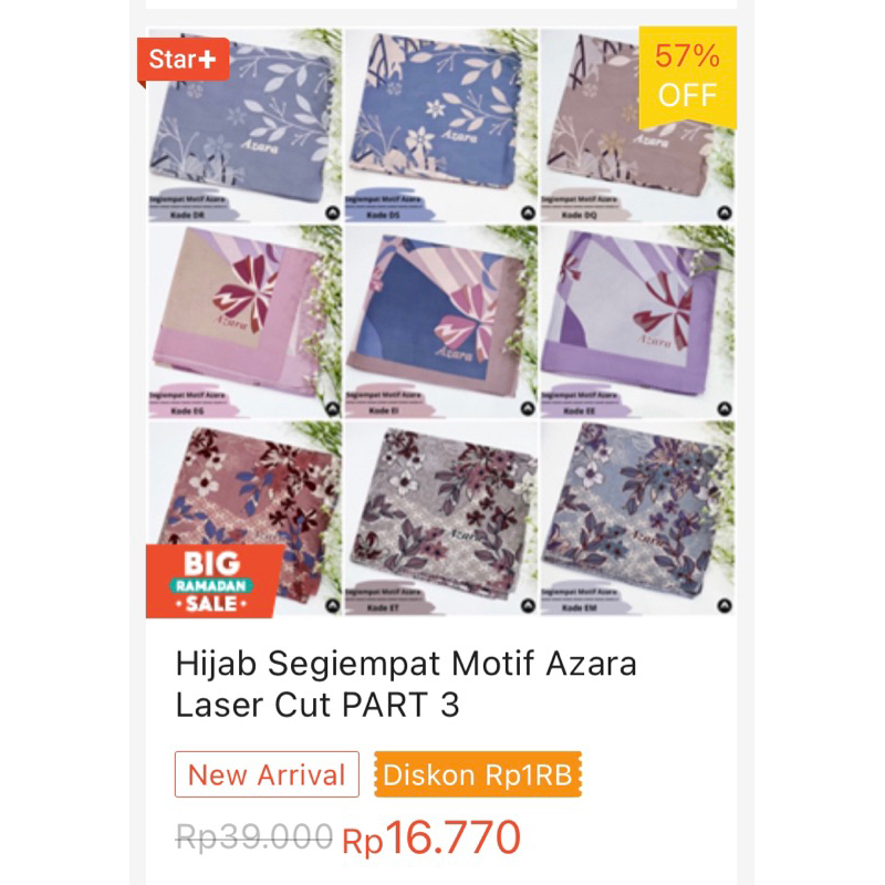 Hijab Segiempat Motif Azara Laser Cut