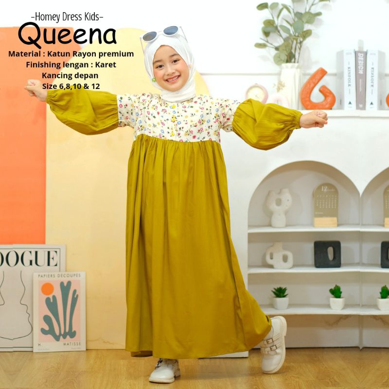 New-Gamis Anak/Homey Dress Anak-Homey Dress QUEENA-Bahan Katun Rayon Premium-Busana Muslim Anak murah