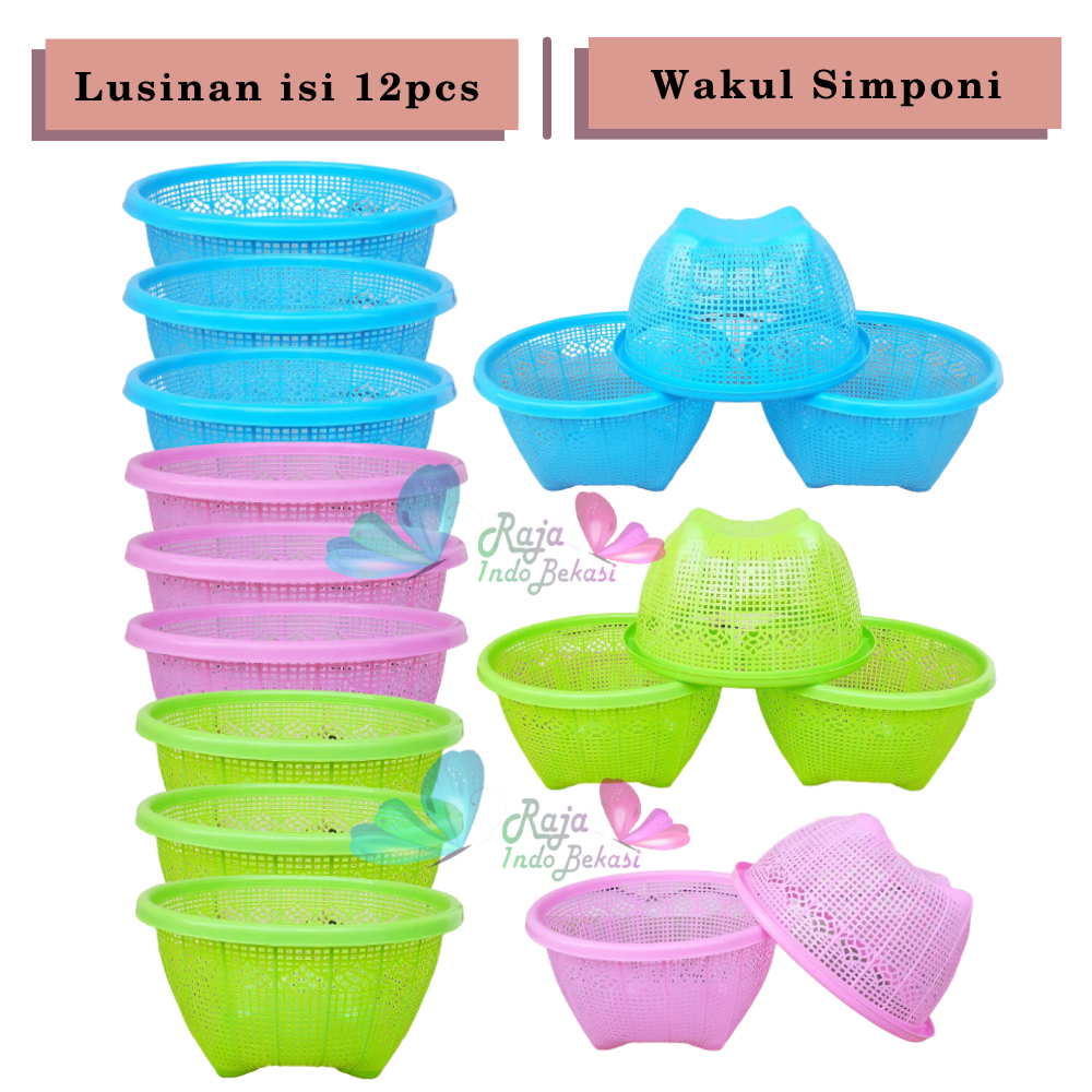 LUSINAN isi 12pcs Wakul Jaring Serbaguna 24 cm Tempat Nasi Simponi  Besek Plastik Hajatan Berkatan Enamel Wakul Jaring Serbaguna Wakul Nasi Plastik Murah