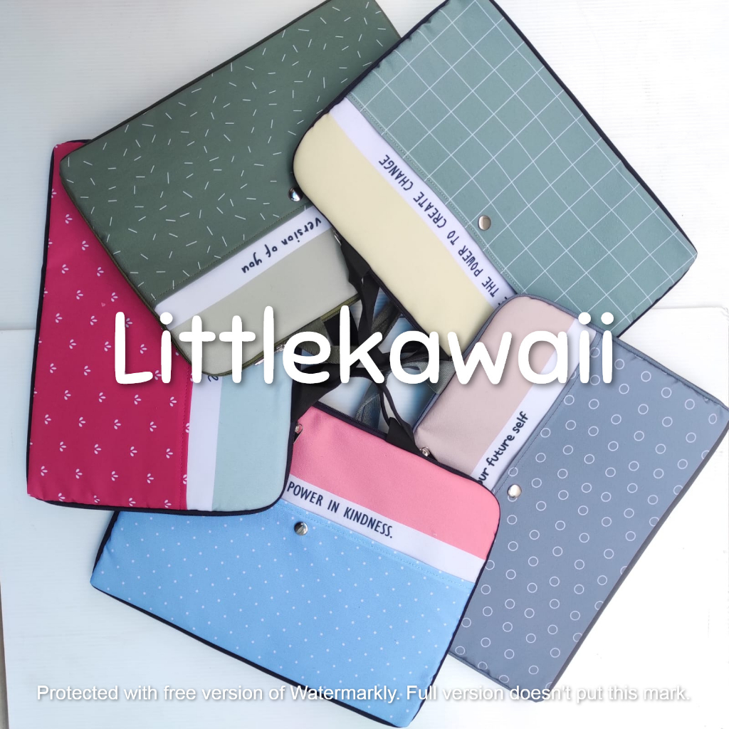 LK/Tas Laptop Case Wanita Remaja Dewasa Jinjing Kantong Saku Depan Kancing Colorfull Quotes 14 Inch