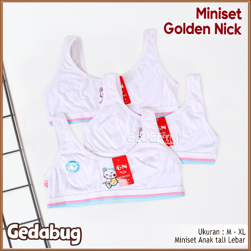 3 pcs Miniset anak warna putih pakaian dalam sekolah | Golden nick MS 361 - VI L6/N6 | Gedabug