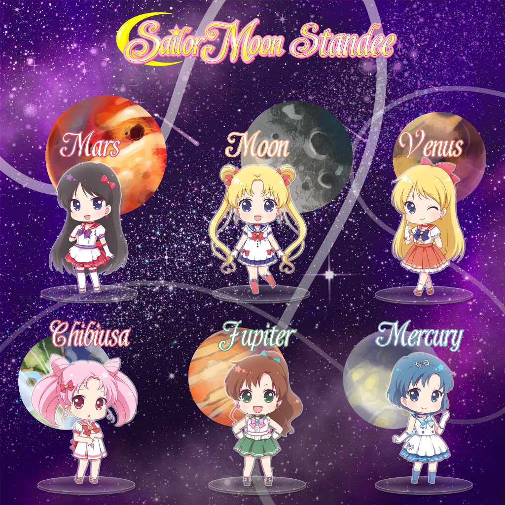 [STANDEE] Sailormoon action figure murah akrilik mars, moon, venus, chibiusa, jupiter, mercury