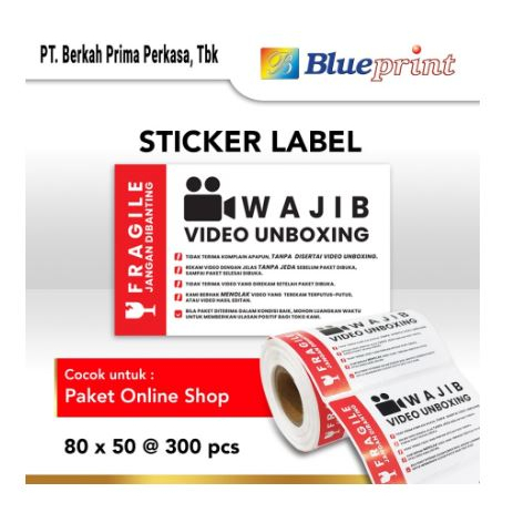 Direct Thermal semi coated Sticker Label blueprint unboxing fragile 80x50 mm 300pcs roll