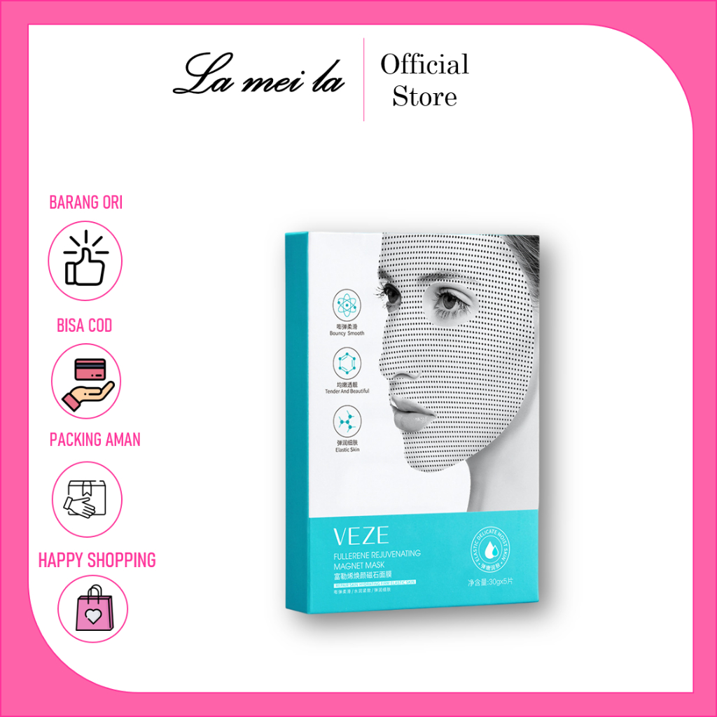 LM-FZ90474 Veze Masker Wajah Magnet Fullerene Rejevenating Magnet Mask Bouncy Smooth Tender and Beautiful Elasticc Skin 30gr isi 5pcs