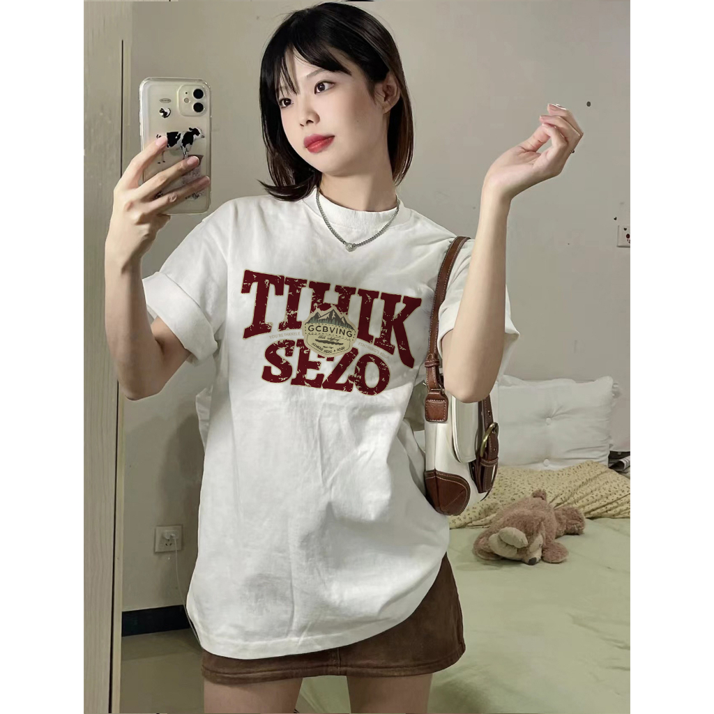 american retro lengan pendek baju kaos wanita letter graffiti print T-shirt import kaos couple