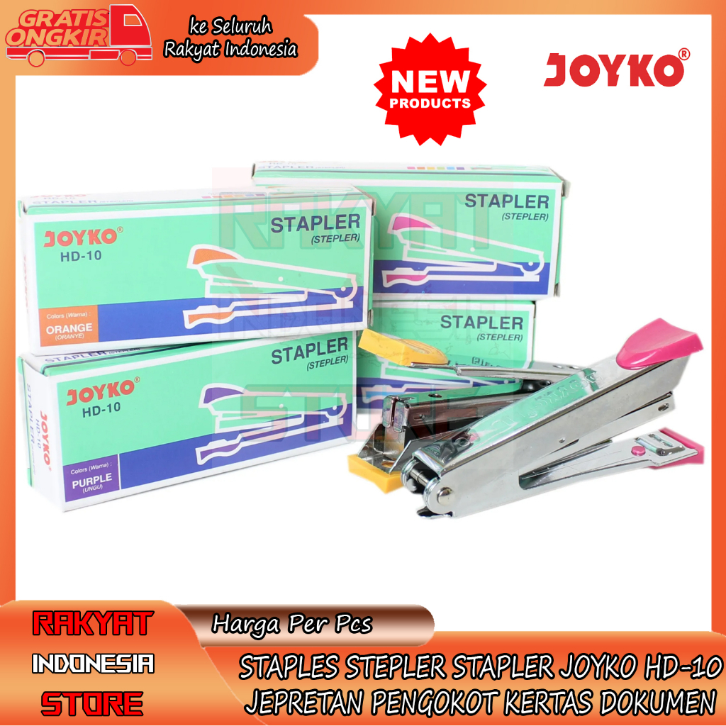 

STAPLES STAPLER NECIS STEPLER JOYKO HD-10 PERLENGKAPAN DAN KEBUTUHAN SEKOLAH ATK KANTOR REFILL REFILL REPIL SILVER MIX WARNA WARNI UNGU KUNING HIJAU BIRU ORANGE MERAH JEKREKAN CEPRETAN PENGOKOT KOKOTAN UNTUK NECIS PLASTIK MAKANAN WADAH MIKA