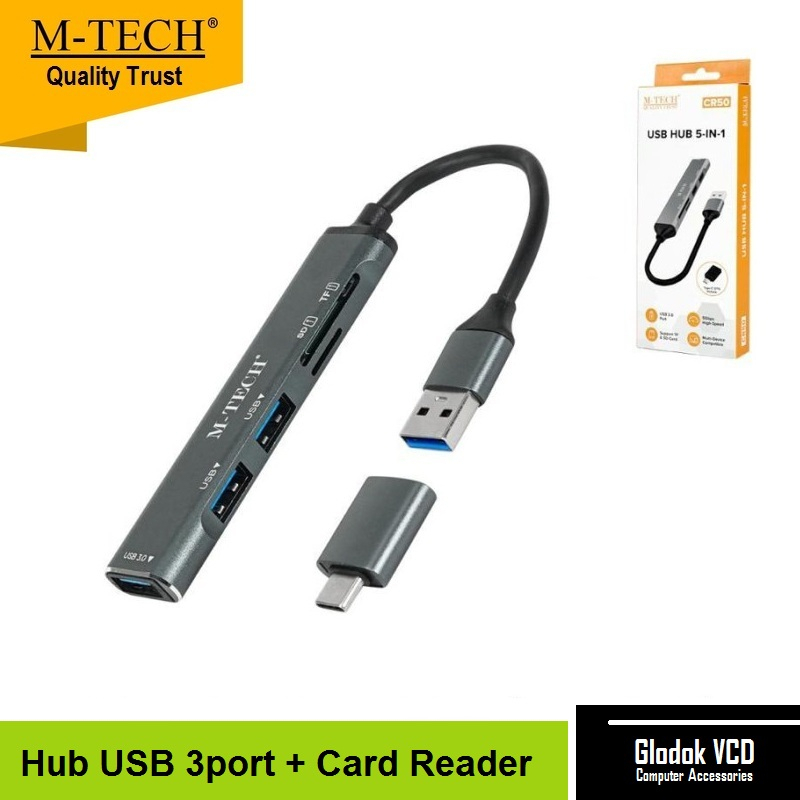 M-Tech USB Hub Card Reader 5 in 1 CR50 with OTG Type C