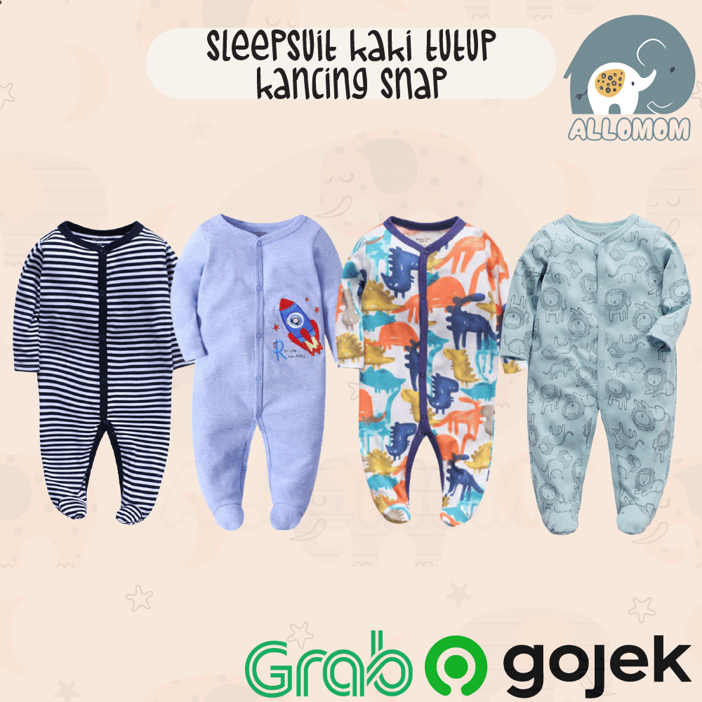 Sleepsuit Baby  / Premium Baju Tidur Bayi Motif Karakter Bahan Katun Halus