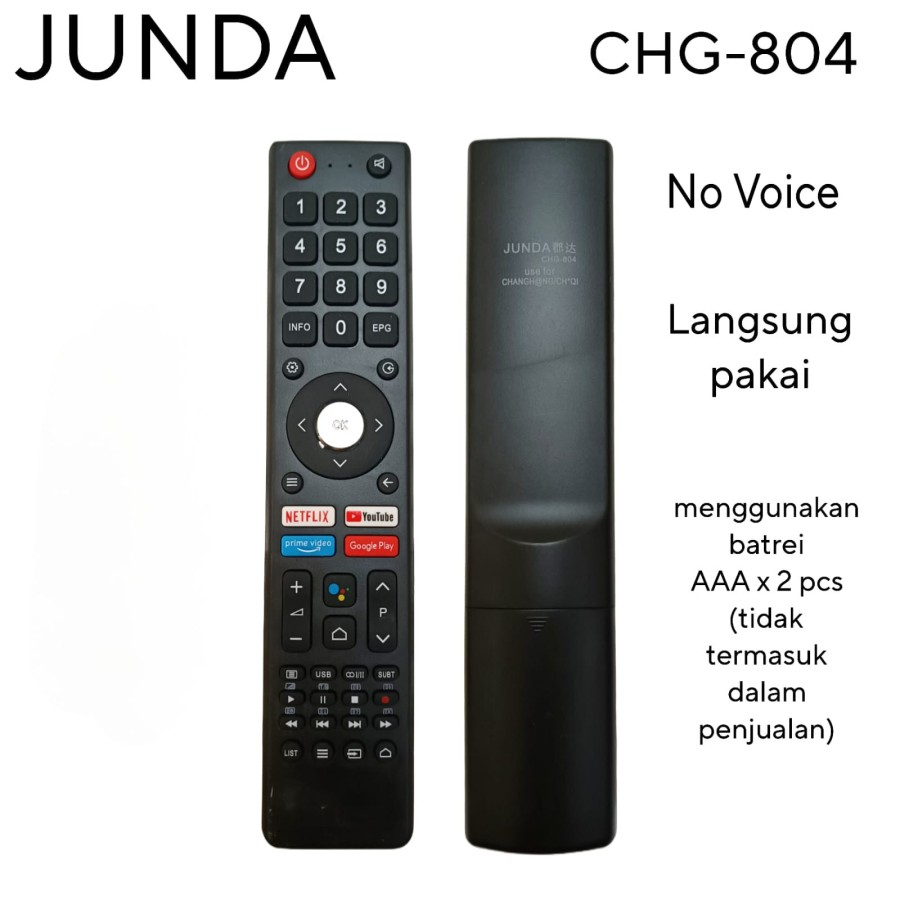 JUNDA 804 Remote Pengganti untuk Smart TV Android Chang Hong Chiq