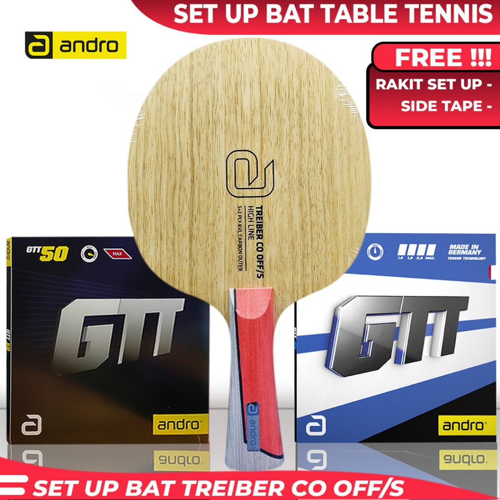 Paket Bat Pingpong Rakitan Andro Treiber CO OFF/S Andro GTT 50 GTT 45