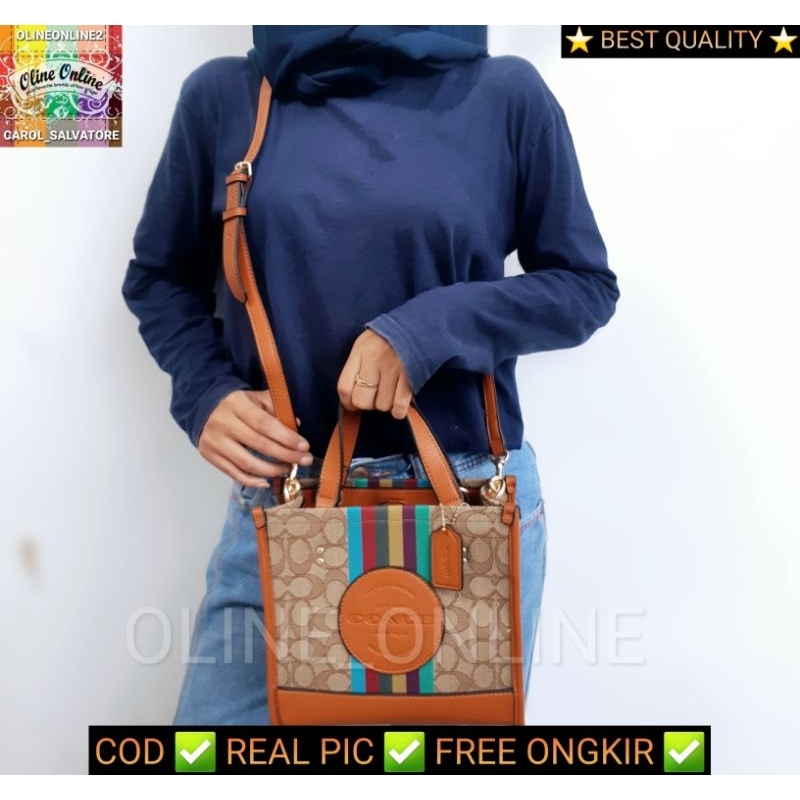 tas dempsey square bag CO*** rainbow brown pink peach purple white women shoulder dan tas jinjing coch canvas cirebon ready stock indrmayu kuningan majalengka losari instan