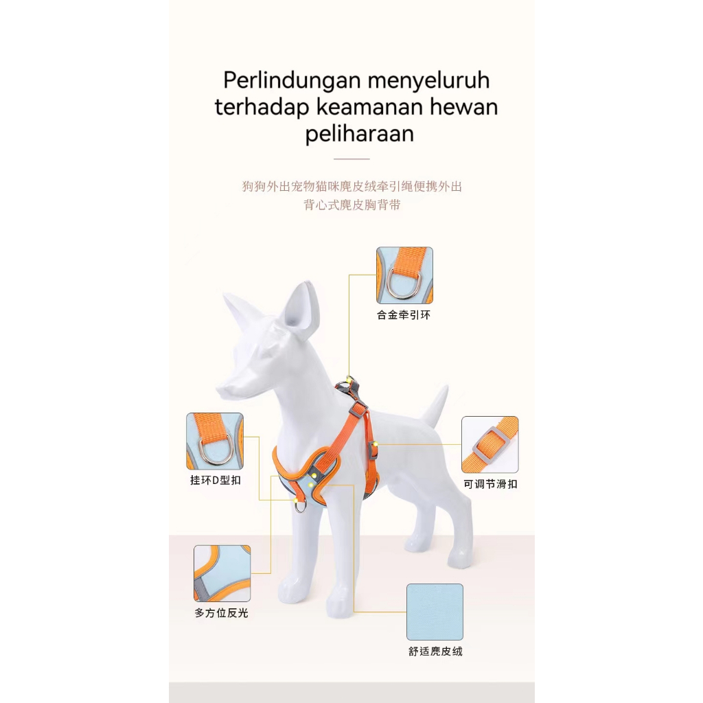 Tali Tuntun Hewan Anjing Kucing Tambang / Pet Harness Dog Cat Pet leash