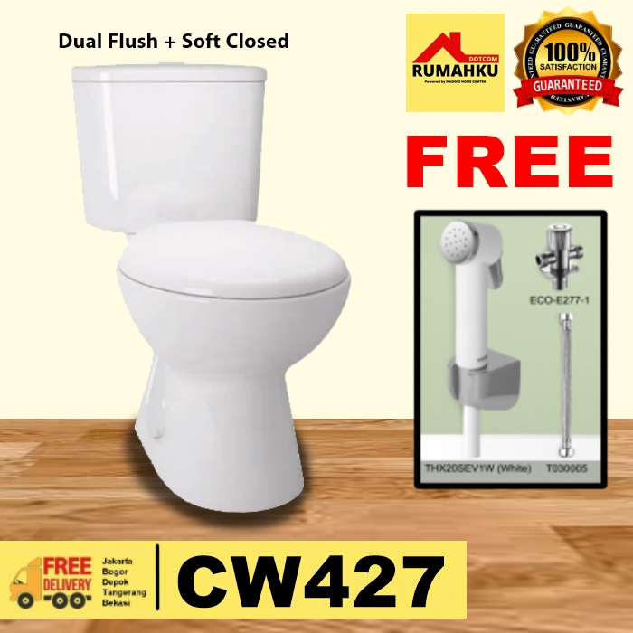 KLOSET DUDUK TOTO SET KOMPLIT - KLOSET TOTO DUAL FLUSH - CW427 SET