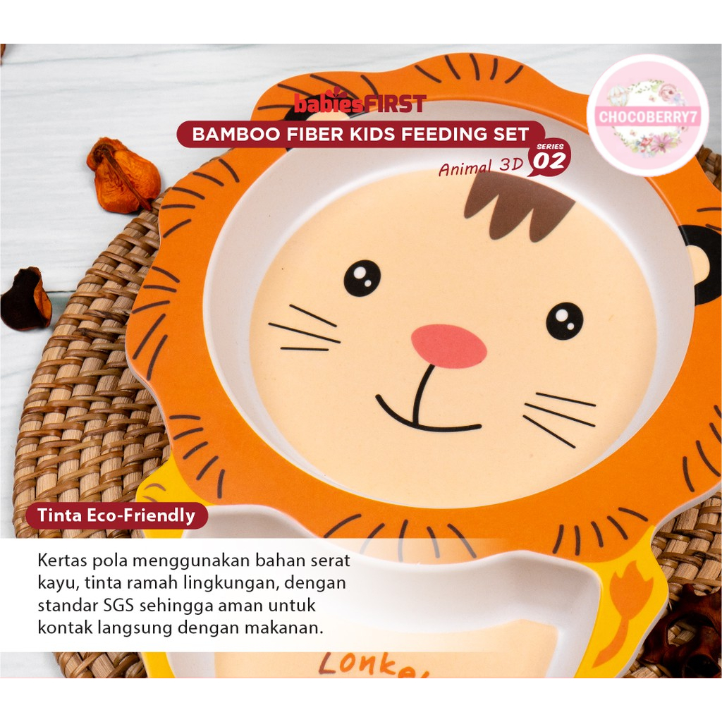 babiesFIRST Bamboo Fiber ANIMAL Feeding Set / Tempat Makan Anak / Set Piring Makan Anak BF504 WHALE LION HORSE OWL ELEPHANT BF504