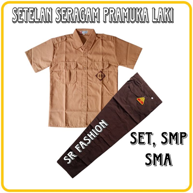 Setelan Seragam Pramuka SMP SMA Laki Baju Pendek