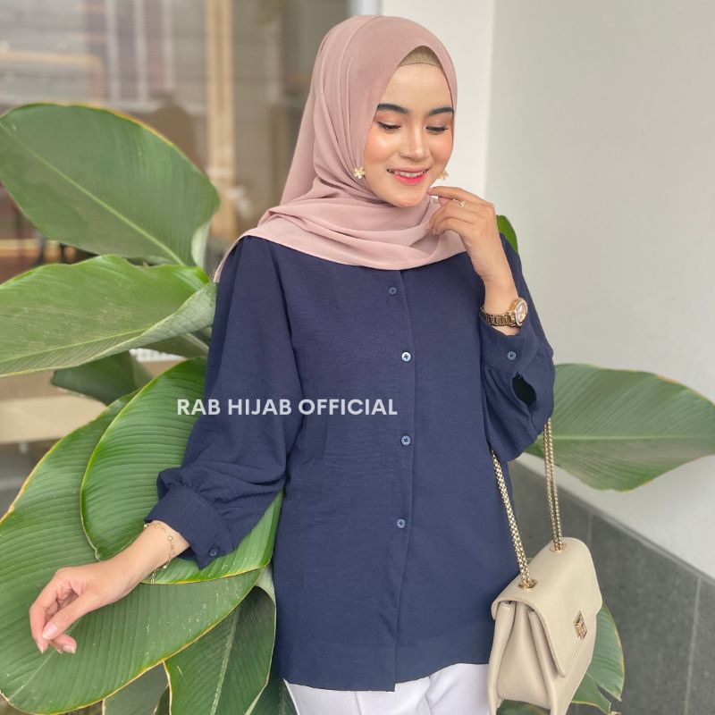 Tasya Blouse Atasan Kemeja Basic Polos Wanita Crinkle Airflow Premium