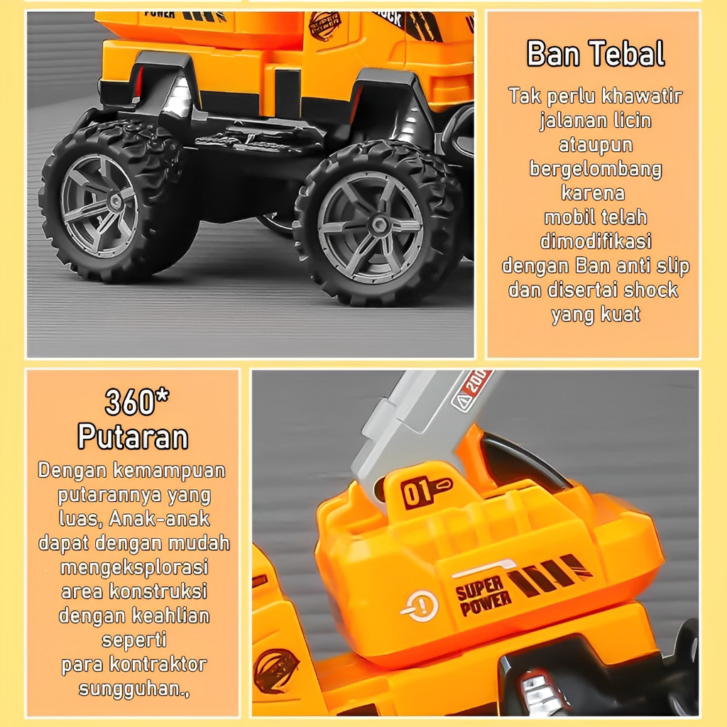 RC Truck Off Road Vehicle Excavator &amp; Lifting Crane | Mainan Mobil Mobilan Anak Laki Laki Terbaru 2023