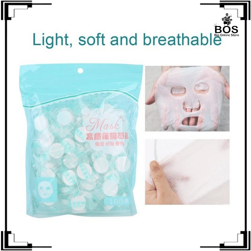 BOS-Compressed Mask Paper Masker muka Wajah Tablet DIY polos kertas mini portable travel permen