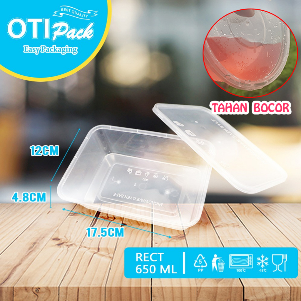 BISA RETUR! 25PC kotak makan plastik Thinwall Persegi 650ml OTIPACK / OT650 food container