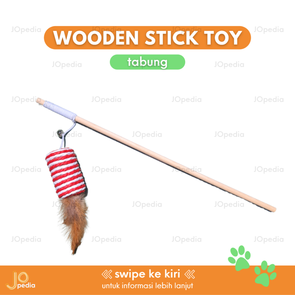 TONGKAT KAYU BULU B Mainan Kucing Stik Wooden Stick Toy Cat Teaser