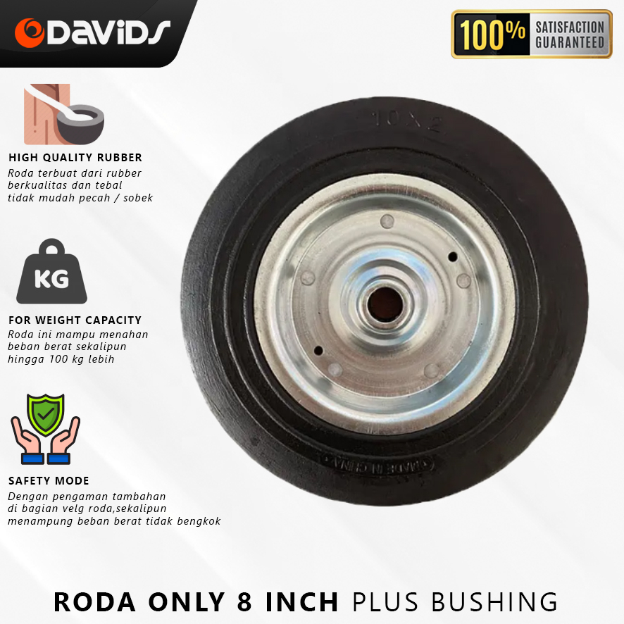 Roda Troli Karet Caster Gerobak Ban Troly Only 8 Inch Plus Bushing