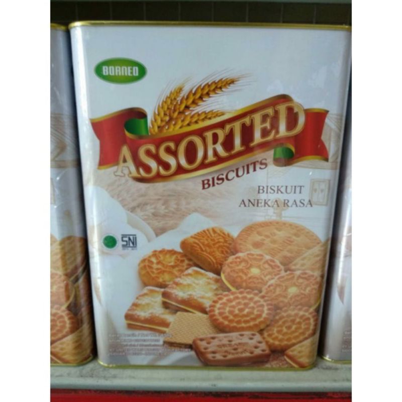 

Borneo biskuit kaleng assorted 650gr