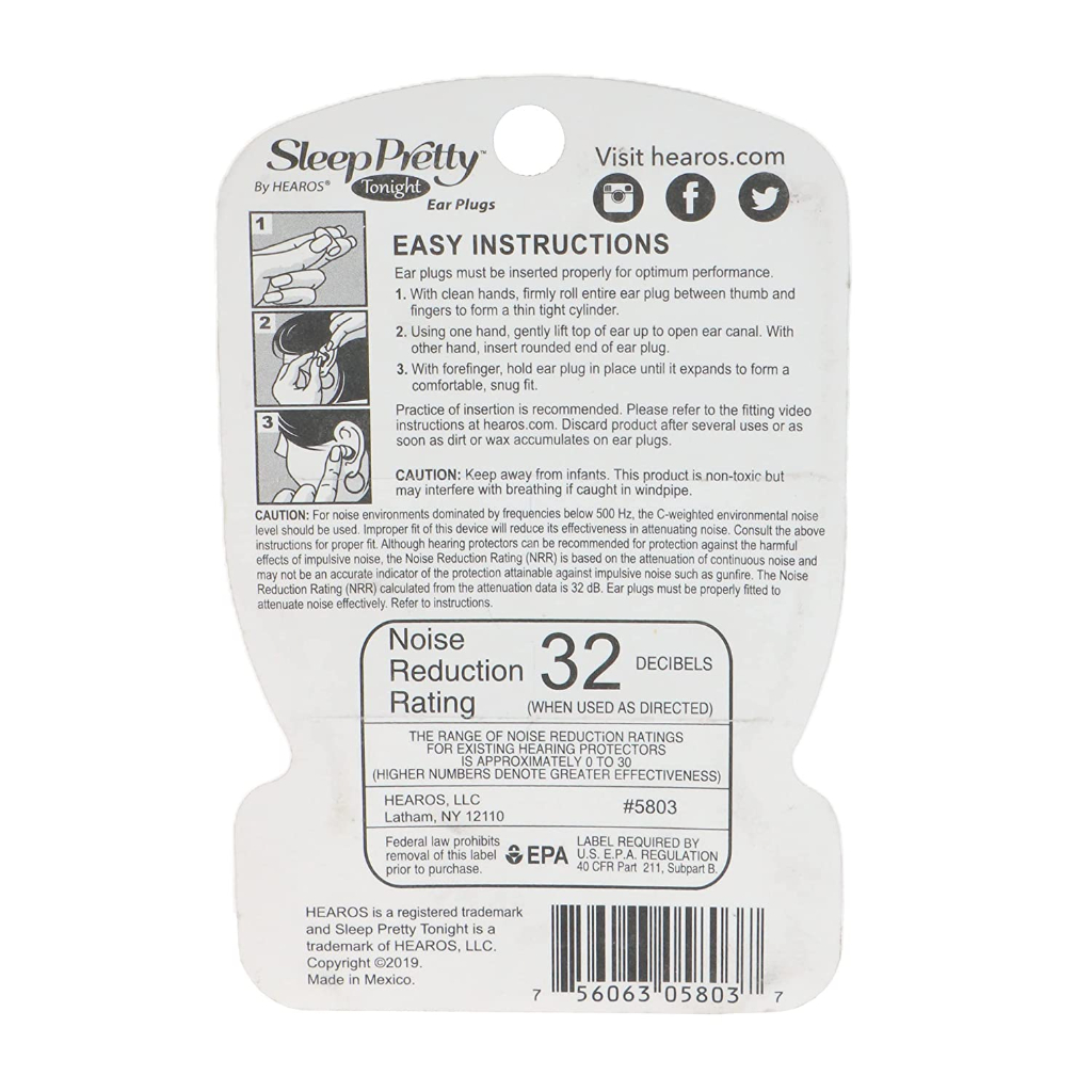 Hearos Sleep Pretty Tonight Foam Earplugs - 12 Pairs RB12