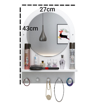 Rak Dinding Cermin Kaca Tempel Minimalis Rak Cermin Rias Bulat Gantung Toilet