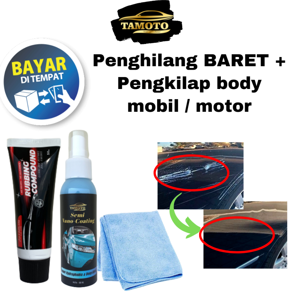 Rubbing compound Penghilang baret goresan lecet body motor mobil / kompon rubing compon dempul bodi semua warna glossy