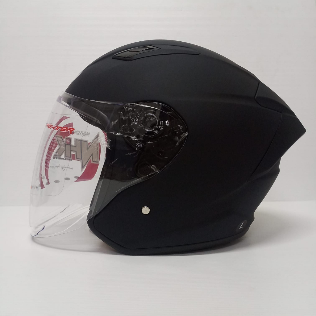 NHK HELM R1 ELITE SOLID BLACK DOFF SINGLE VISOR HALF FACE NHK ELITE