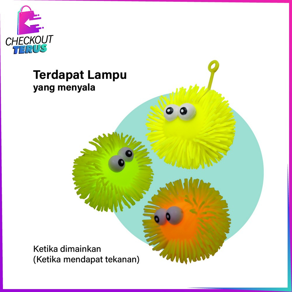 CT M316 Mainan Bola Lampu Yoyo LED Warna Warni Ubur Ubur Karet Mata Belo Anti Stress Bola Duri Yoyo