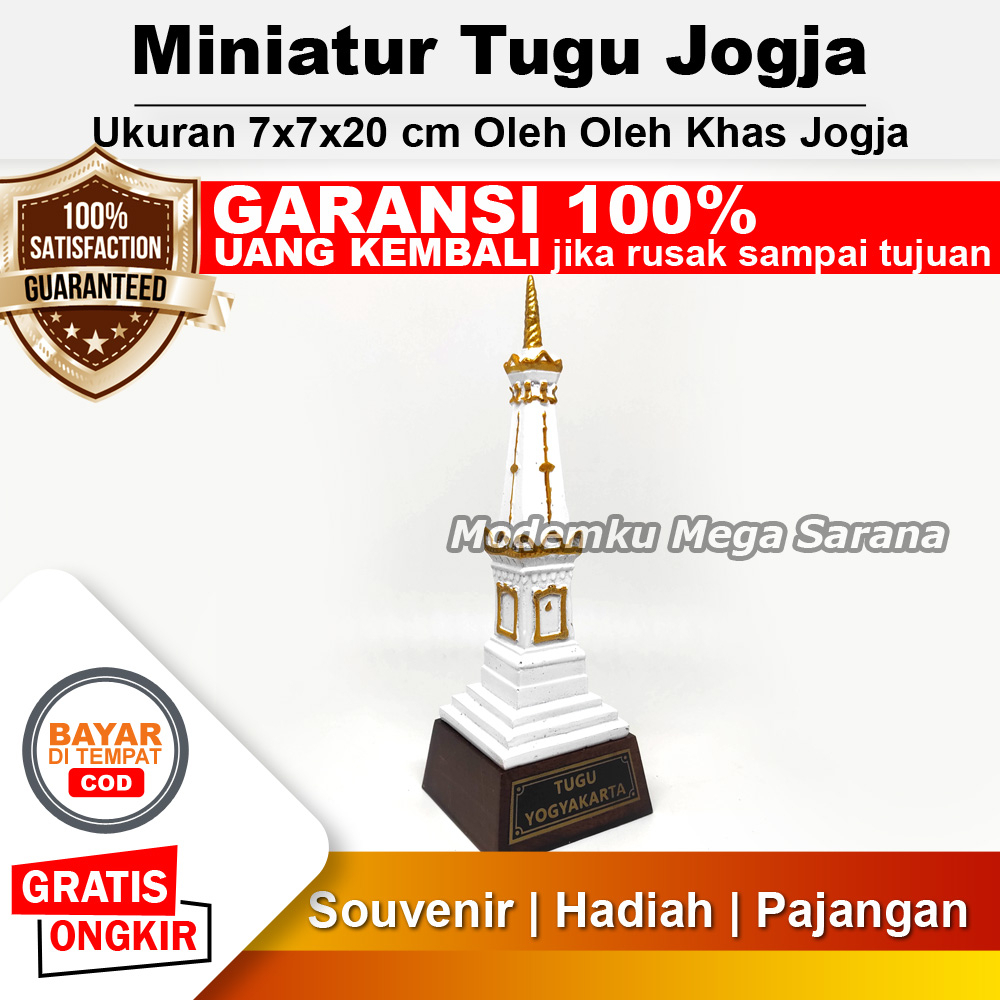 Miniatur Tugu Jogja Fiber Glass 7x7x20 cm Oleh Oleh Khas Jogja Indonesia