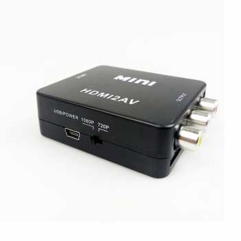 RRS STORE converter Kebidu Adaptor Konverter HDMI to RCA AV 1080p - HDV-M710 hubungkan laptop atau PC dengan perangkat lama yang masih menggunakan kabel RCA seperti TV, layar display dan proyektor
