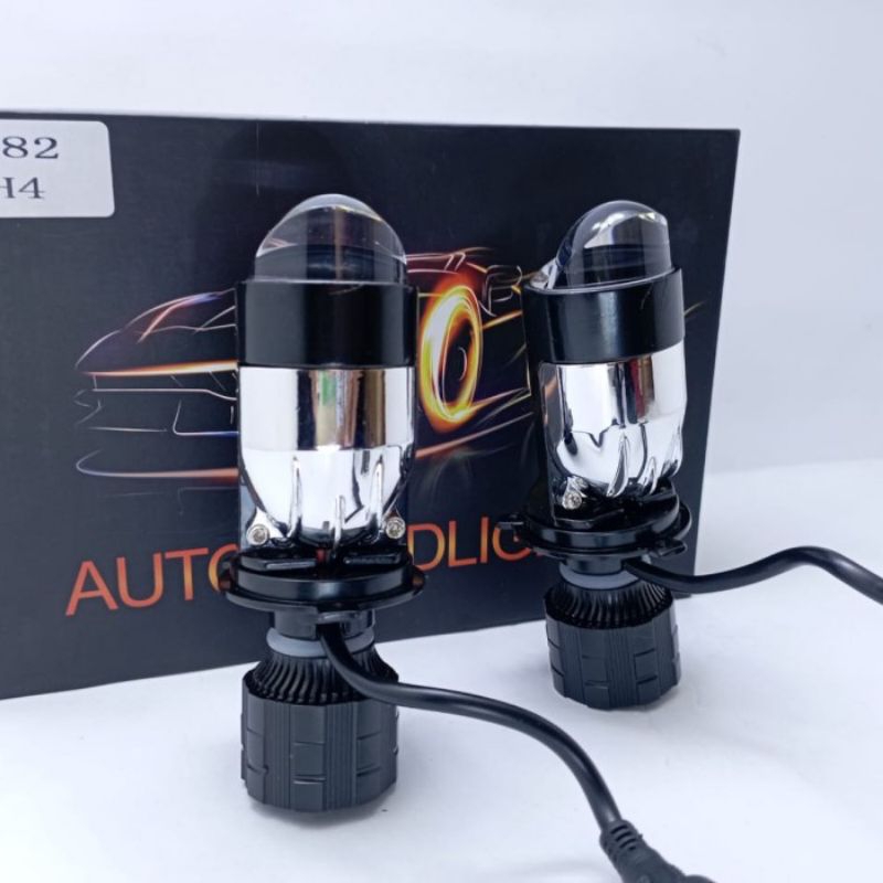 Lampu LED Headlamp Projie H4 Mini Projector Lens 50 Watt Lensa Mobil Motor Y6 Y6D Y9 L6K-H4 Headlight