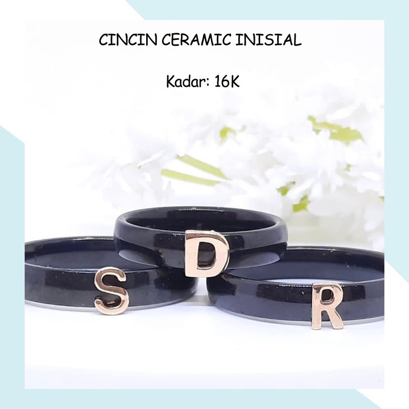 CINCIN CERAMIC EMAS HURUF KARAKTER CANTIK 16K
