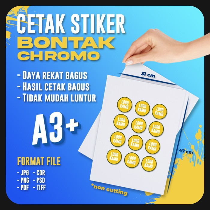 

CETAK STIKER BONTAK/CHROMO CUSTOM MURAH STIKER LABEL BULAT STIKER MAKANAN MINUMAN THANK YOU SATUAN