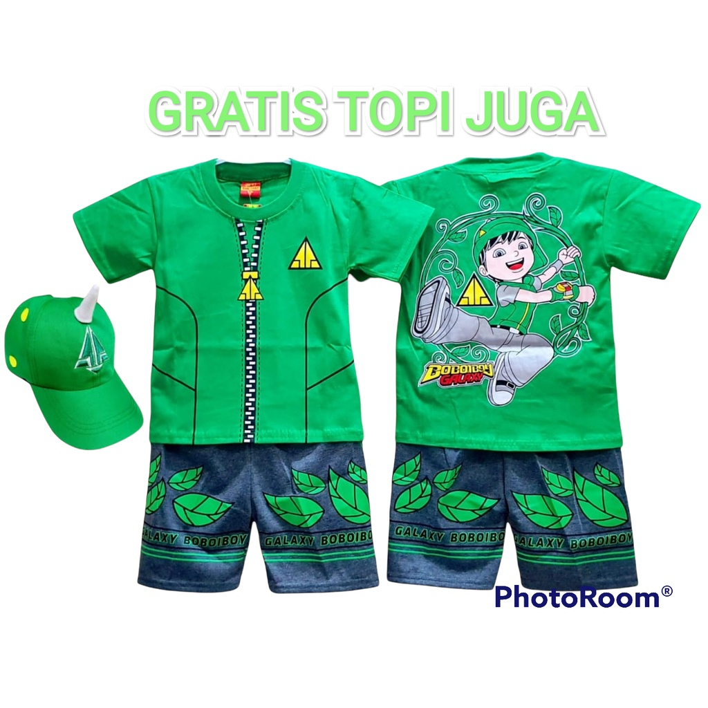 baju anak kostum boboiboy daun terbaru terlaris / kostum baju hi