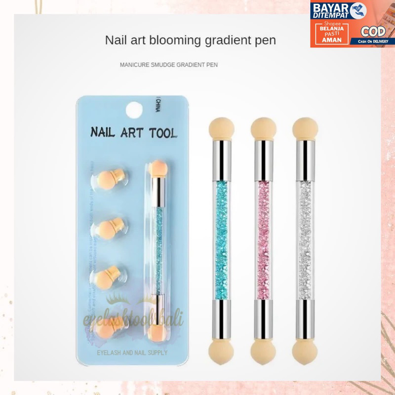 OMBRE SPONGE 2 SISI KUAS OMBRE 2in1 DOTTING SPONGE NAIL PEN