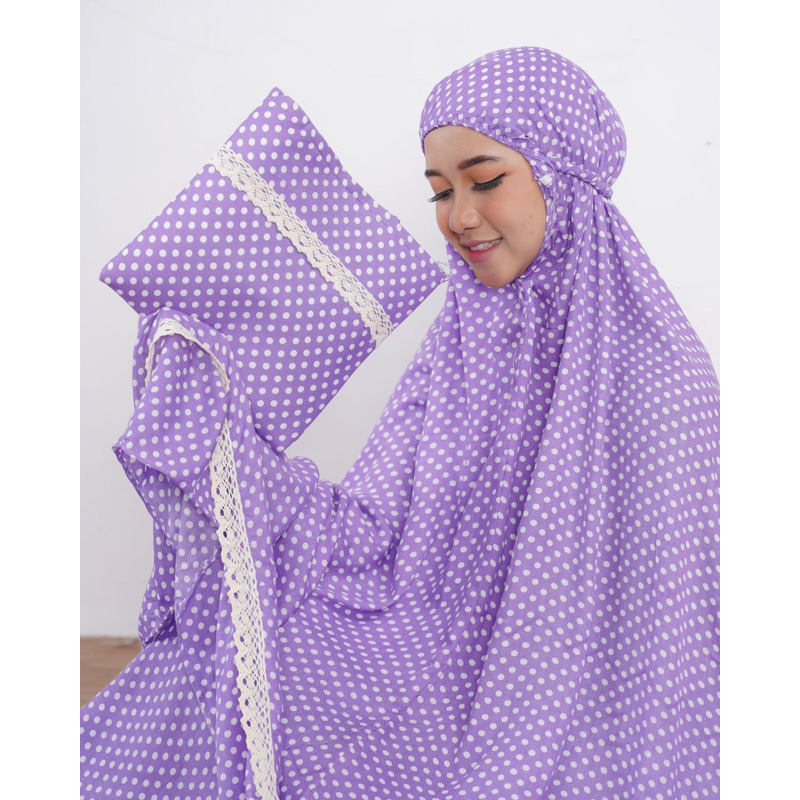 MUKENA BALI DEWASA JUMBO POLKA RAYON RENDA By Gmj1