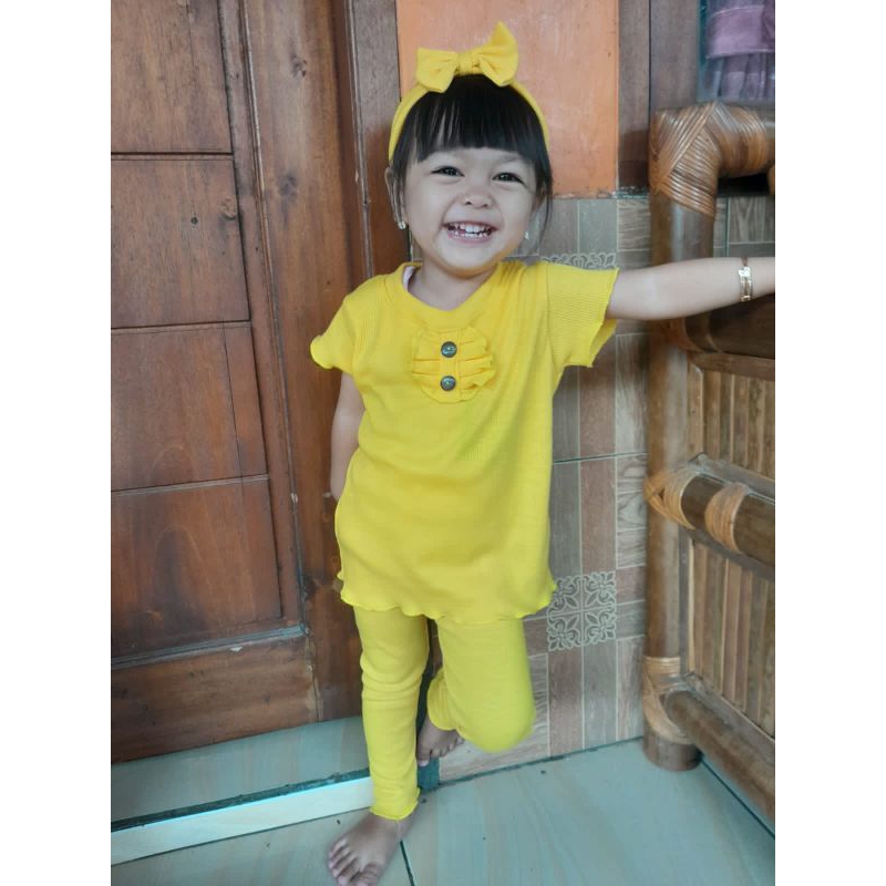 Baju ATASAN Anak Perempuan RUFFLE Knit Tee Rib Rib 1-5 tahun