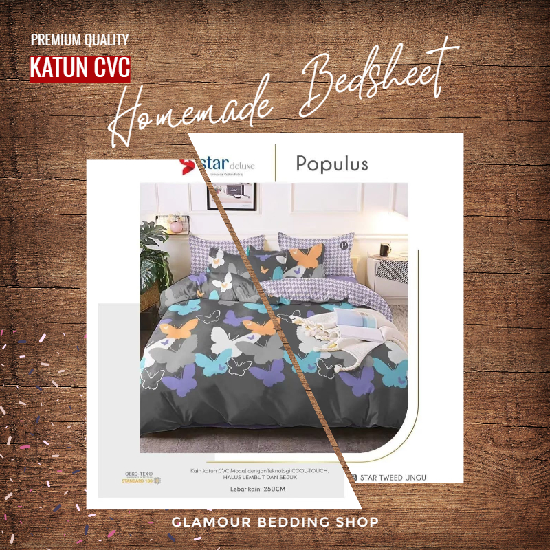 Sprei KING 200x180 Kain Katun CVC Katun Lokal Homemade Sprei Motif By STAR Deluxe