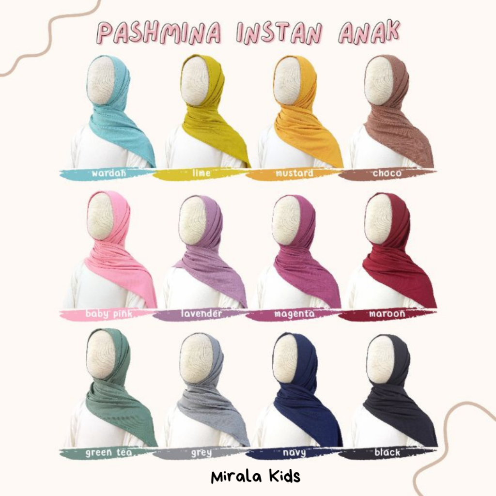 Pashmina Instant Bayi dan Anak 0-6 Tahun - Jilbab Jersey Premium Kerudung Anak Hijab Pastan