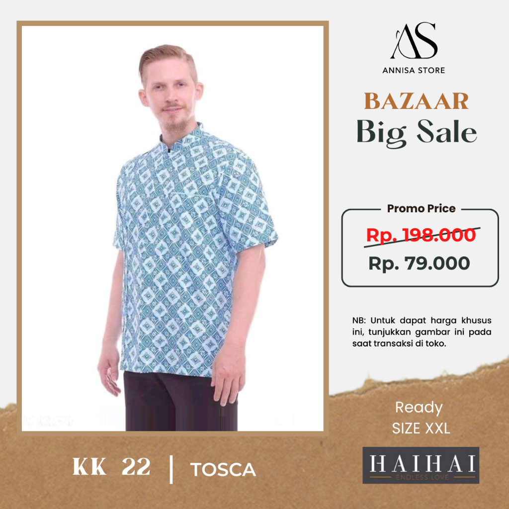 BAJU ATASAN KOKO PRIA PROMO BIG SALE HAIHAI KK 22 TOSCA / GROSIR KOKO DEWASA BRANDED ORI HAITWO / BA